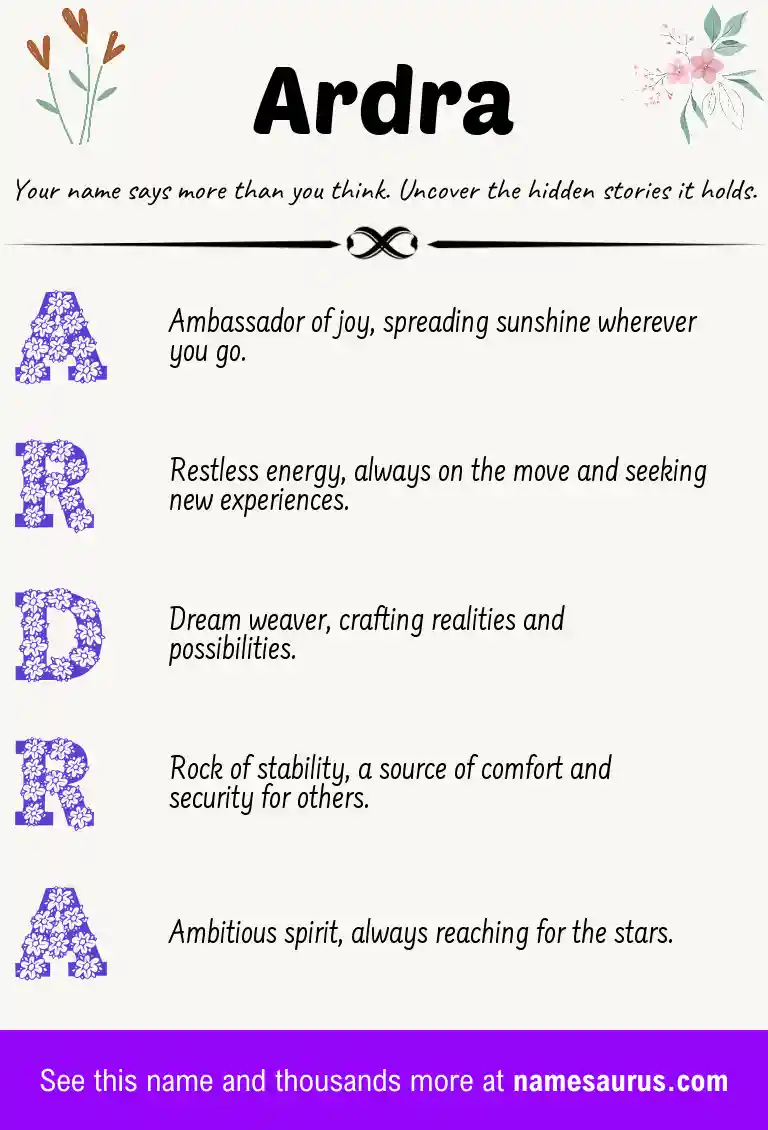 Acrostic poem about Ardra.