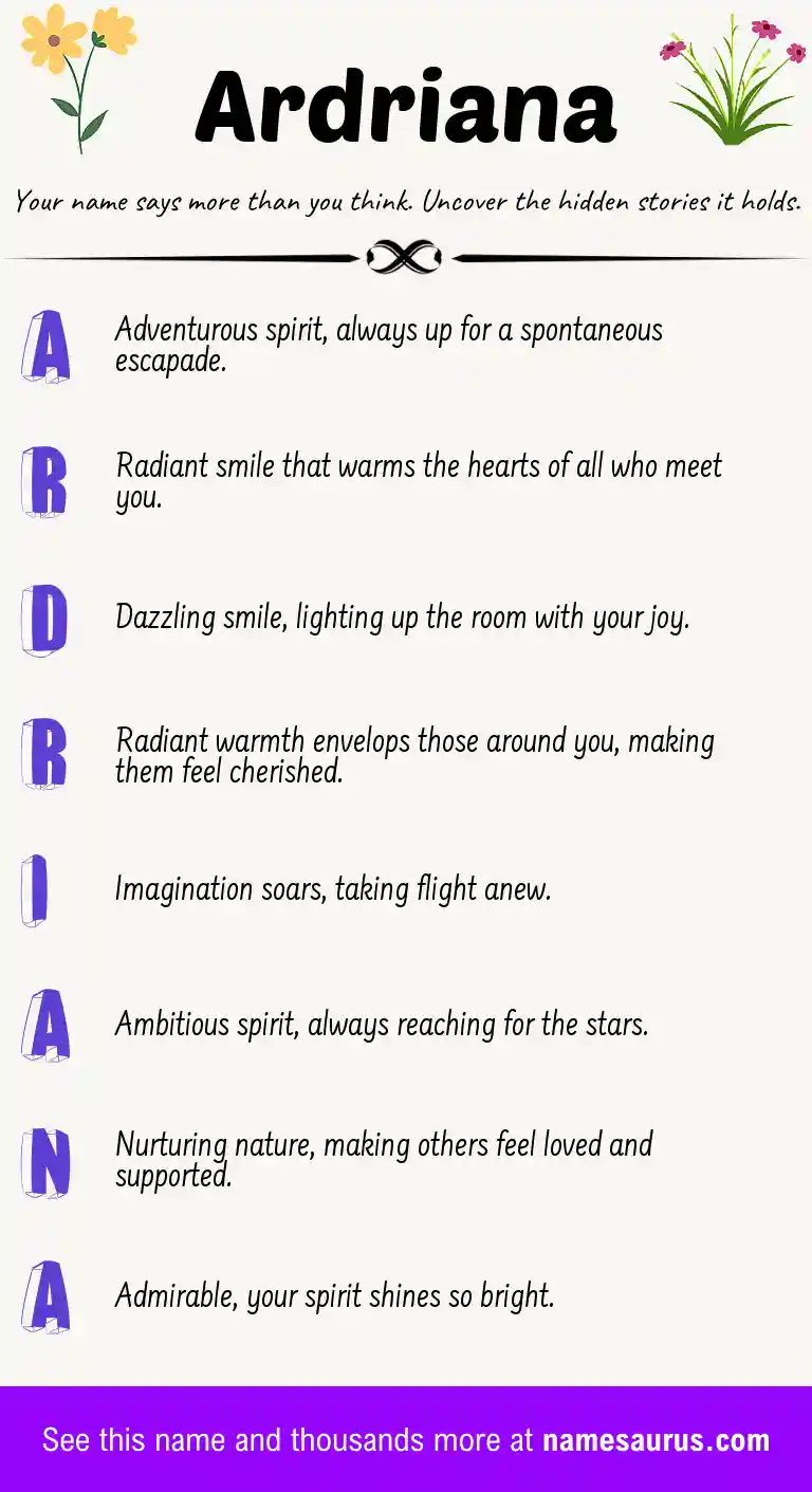 Acrostic poem about Ardriana.