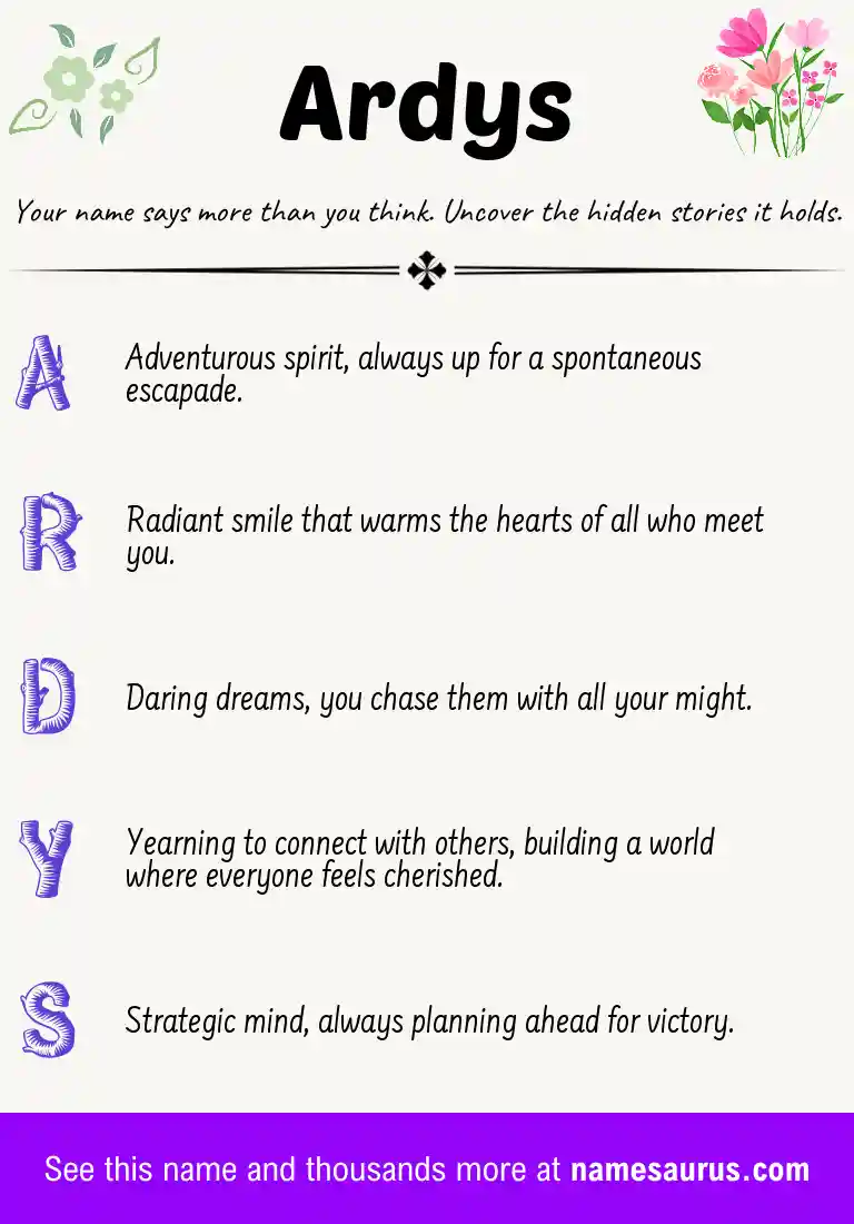 Acrostic poem about Ardys.