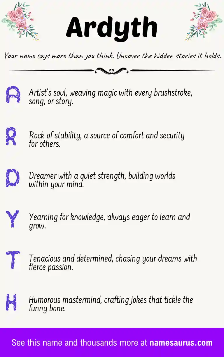 Acrostic poem about Ardyth.