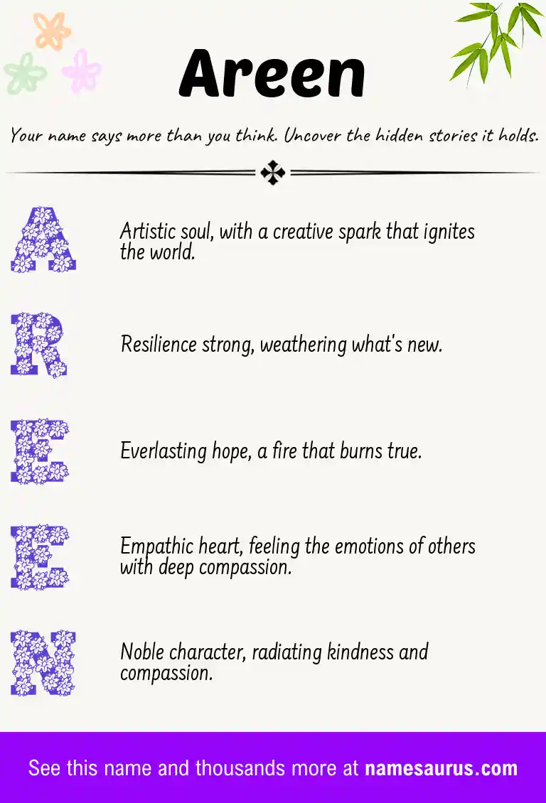 Acrostic poem about Areen.