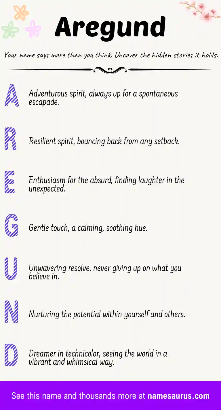 Acrostic poem about Aregund.