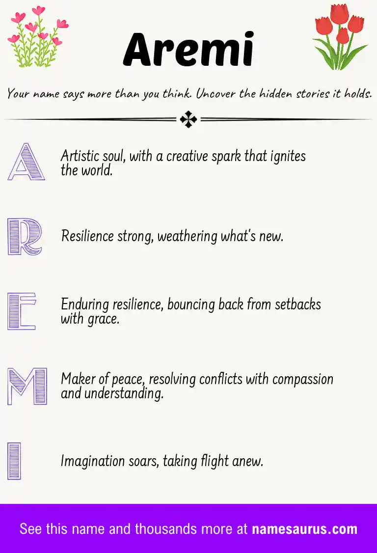 Acrostic poem about Aremi.