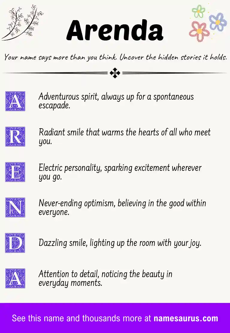 Acrostic poem about Arenda.