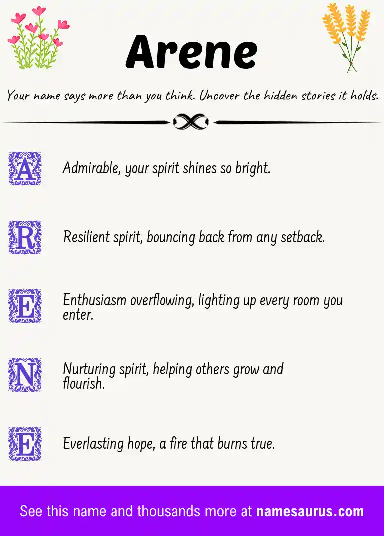 Acrostic poem about Arene.