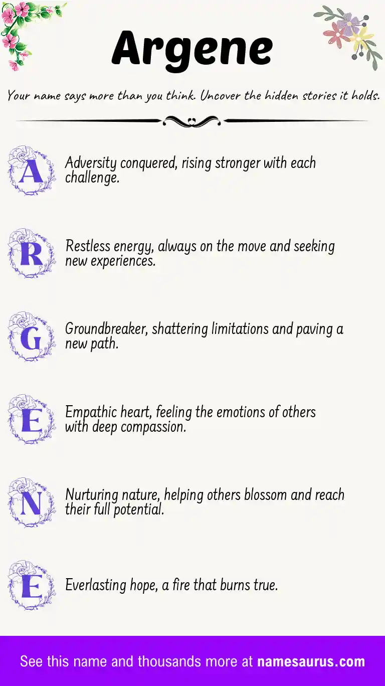 Acrostic poem about Argene.