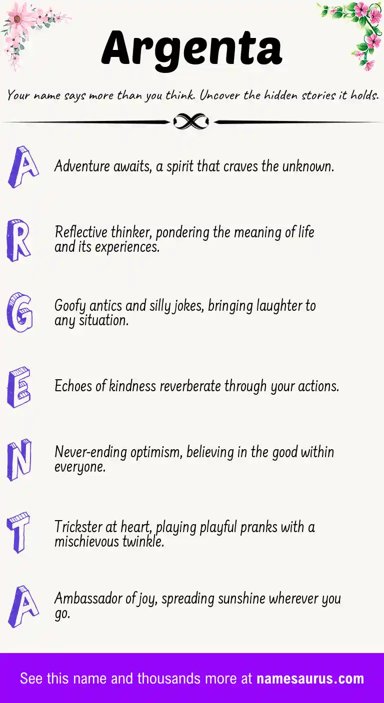 Acrostic poem about Argenta.