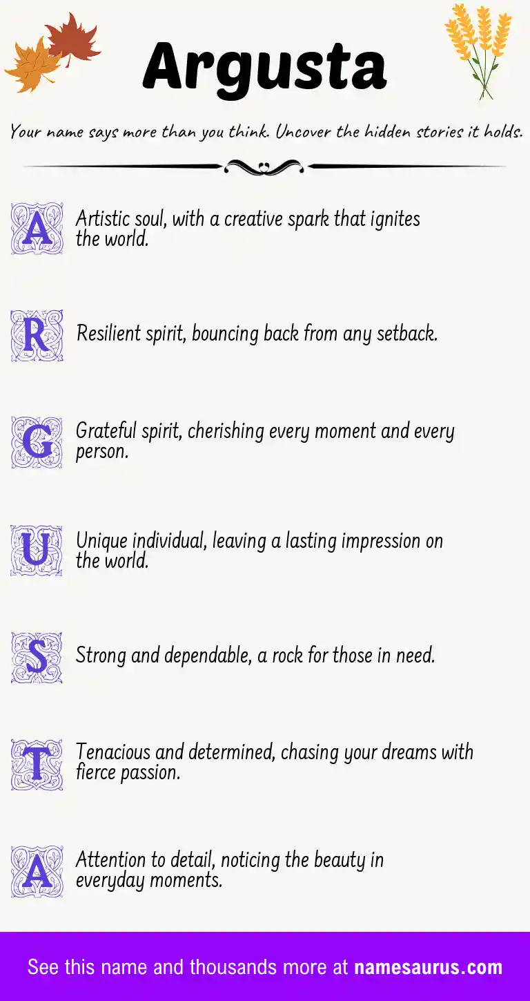 Acrostic poem about Argusta.