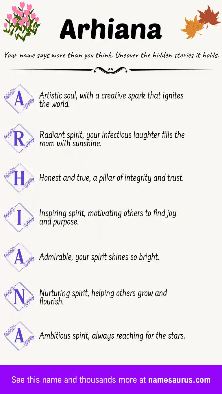 Acrostic poem about Arhiana.