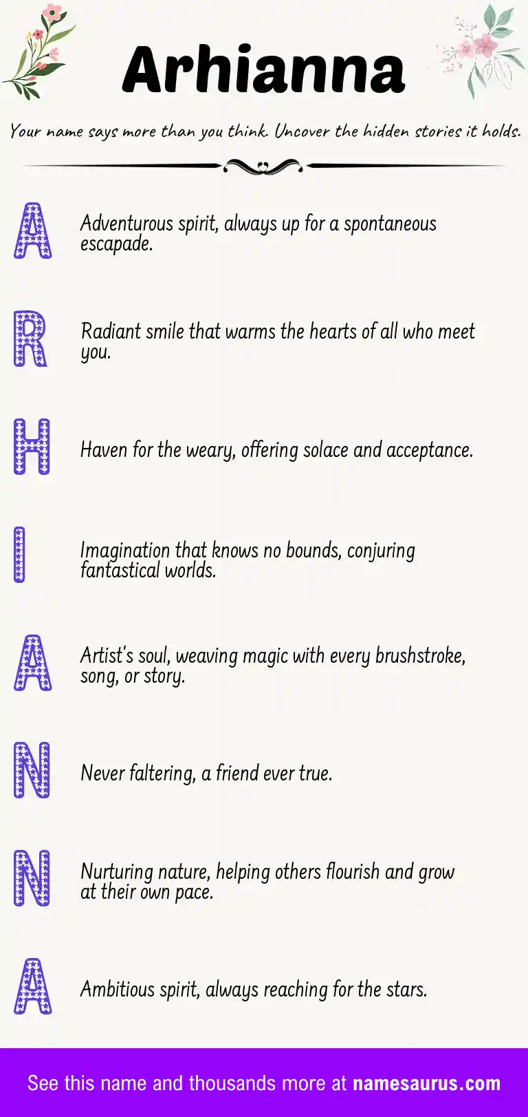 Acrostic poem about Arhianna.