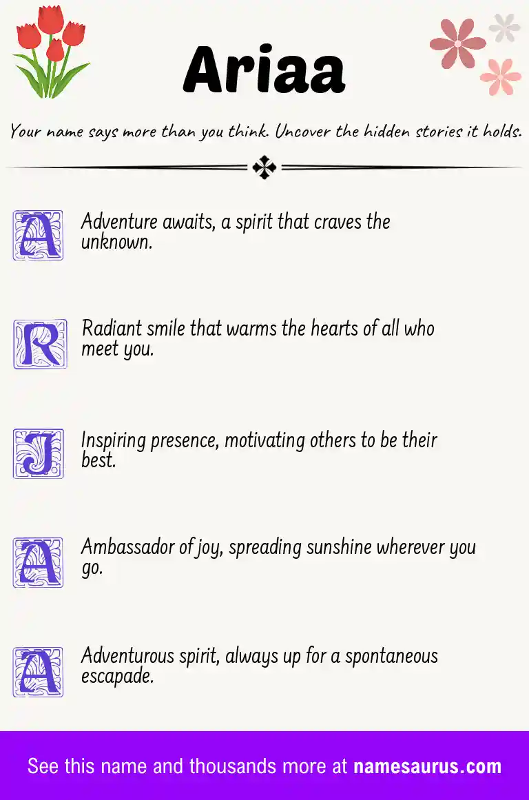 Acrostic poem about Ariaa.