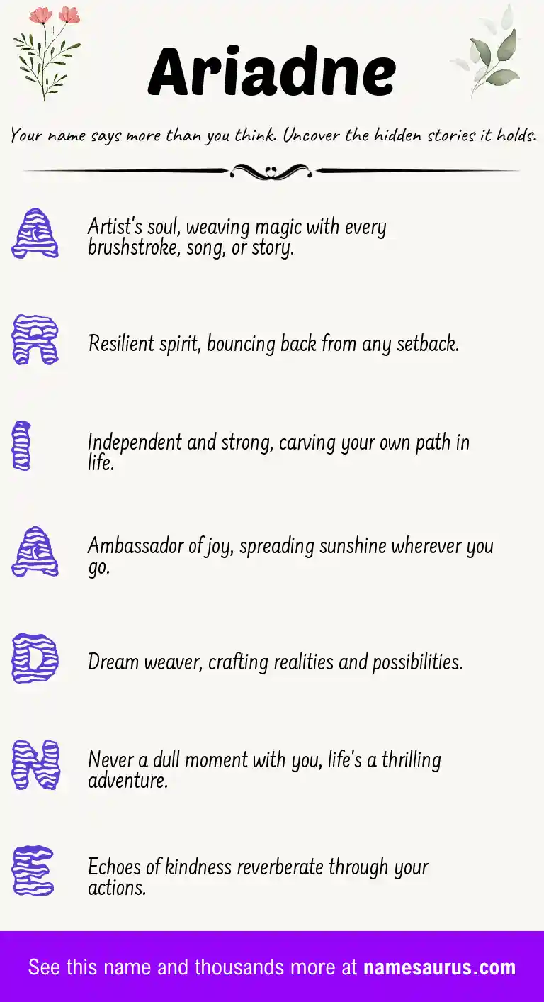 Acrostic poem about Ariadne.