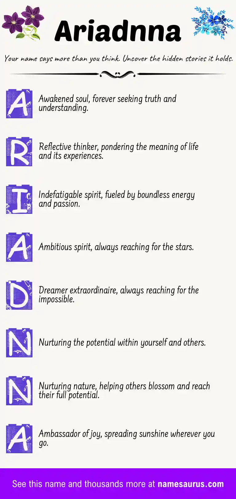 Acrostic poem about Ariadnna.
