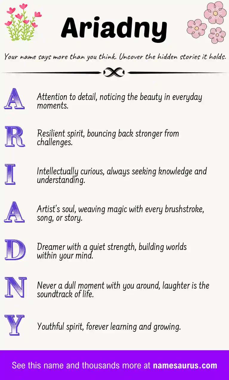 Acrostic poem about Ariadny.