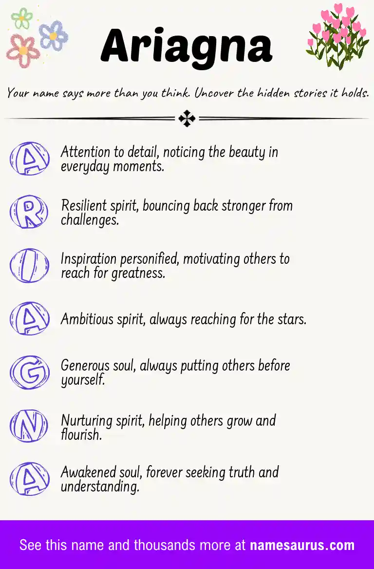 Acrostic poem about Ariagna.