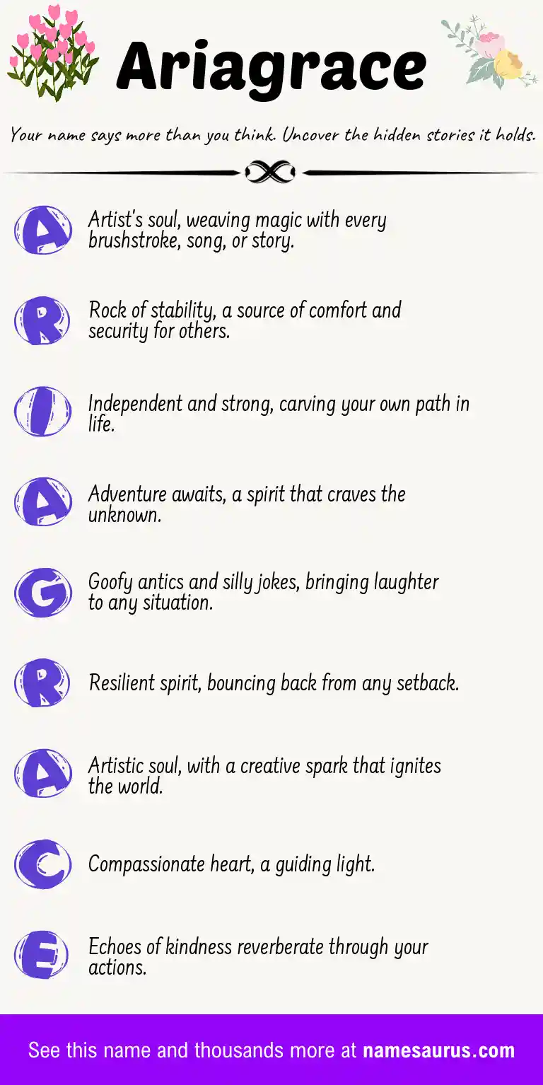 Acrostic poem about Ariagrace.