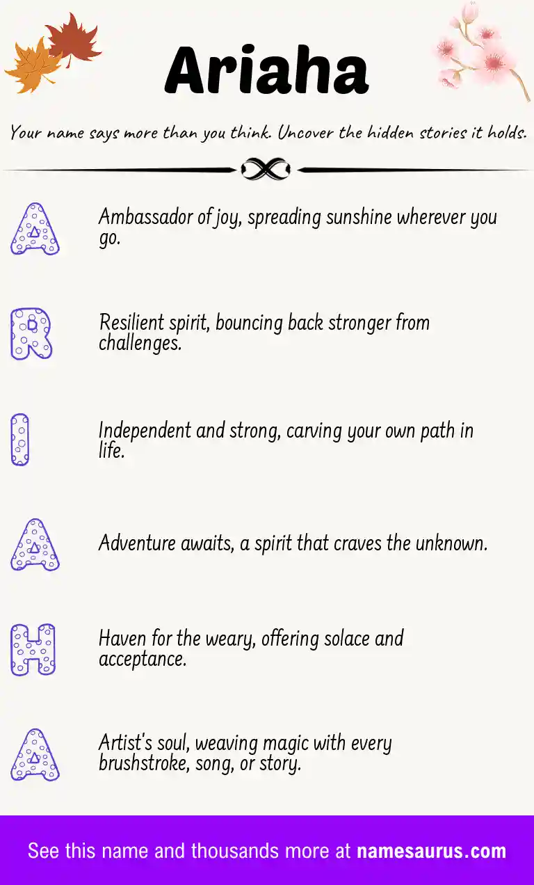 Acrostic poem about Ariaha.