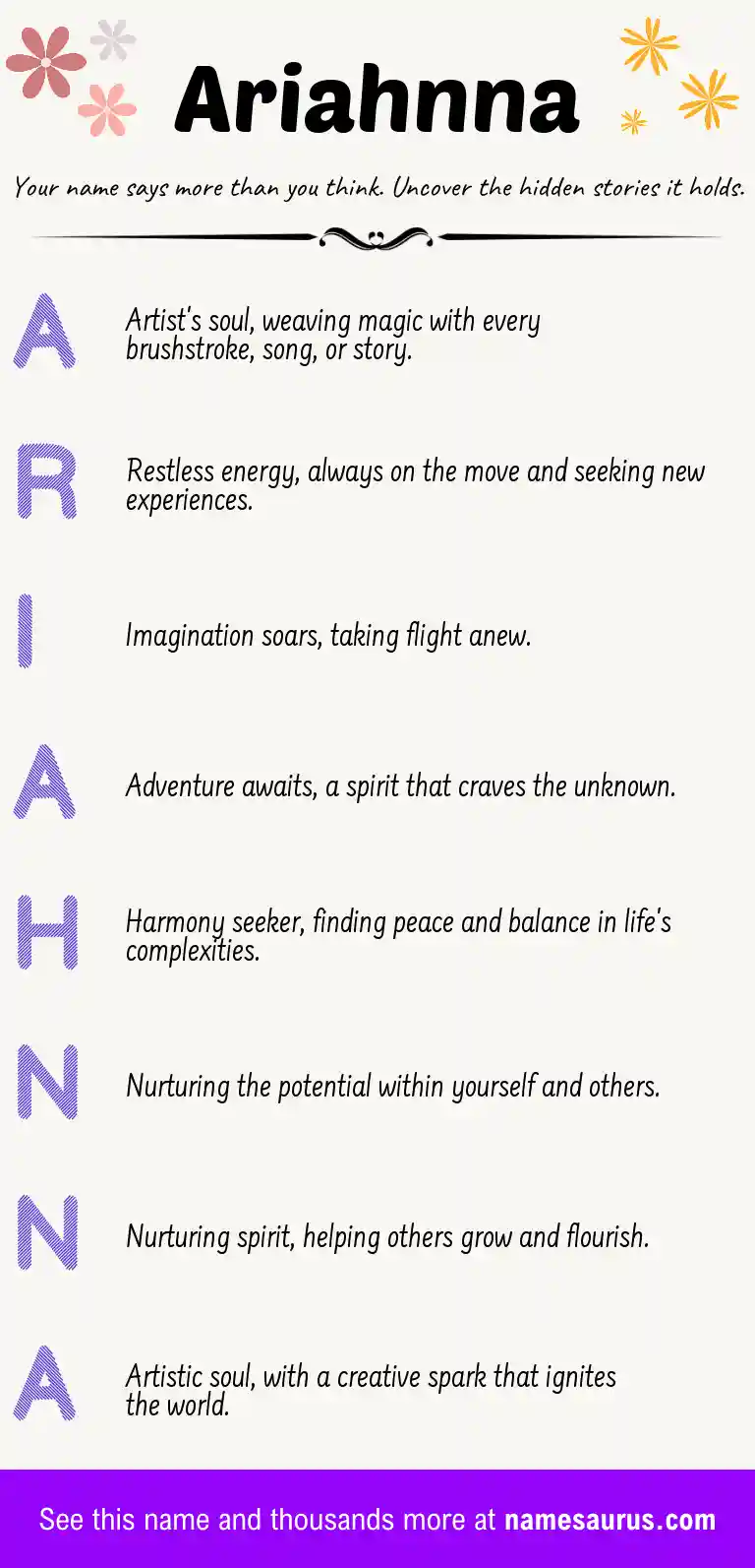 Acrostic poem about Ariahnna.