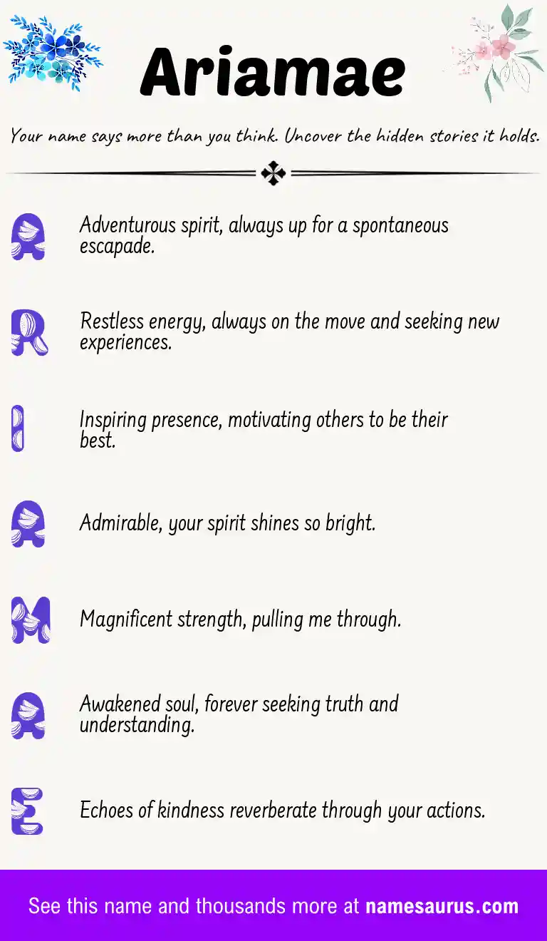 Acrostic poem about Ariamae.