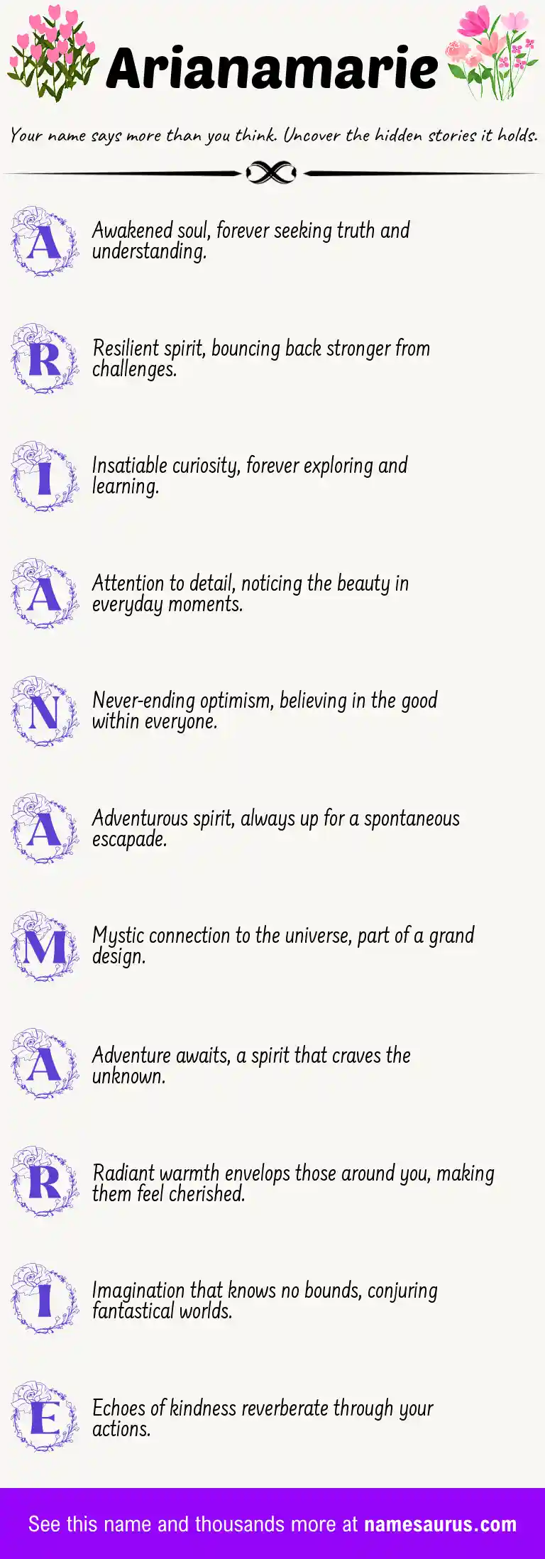 Acrostic poem about Arianamarie.