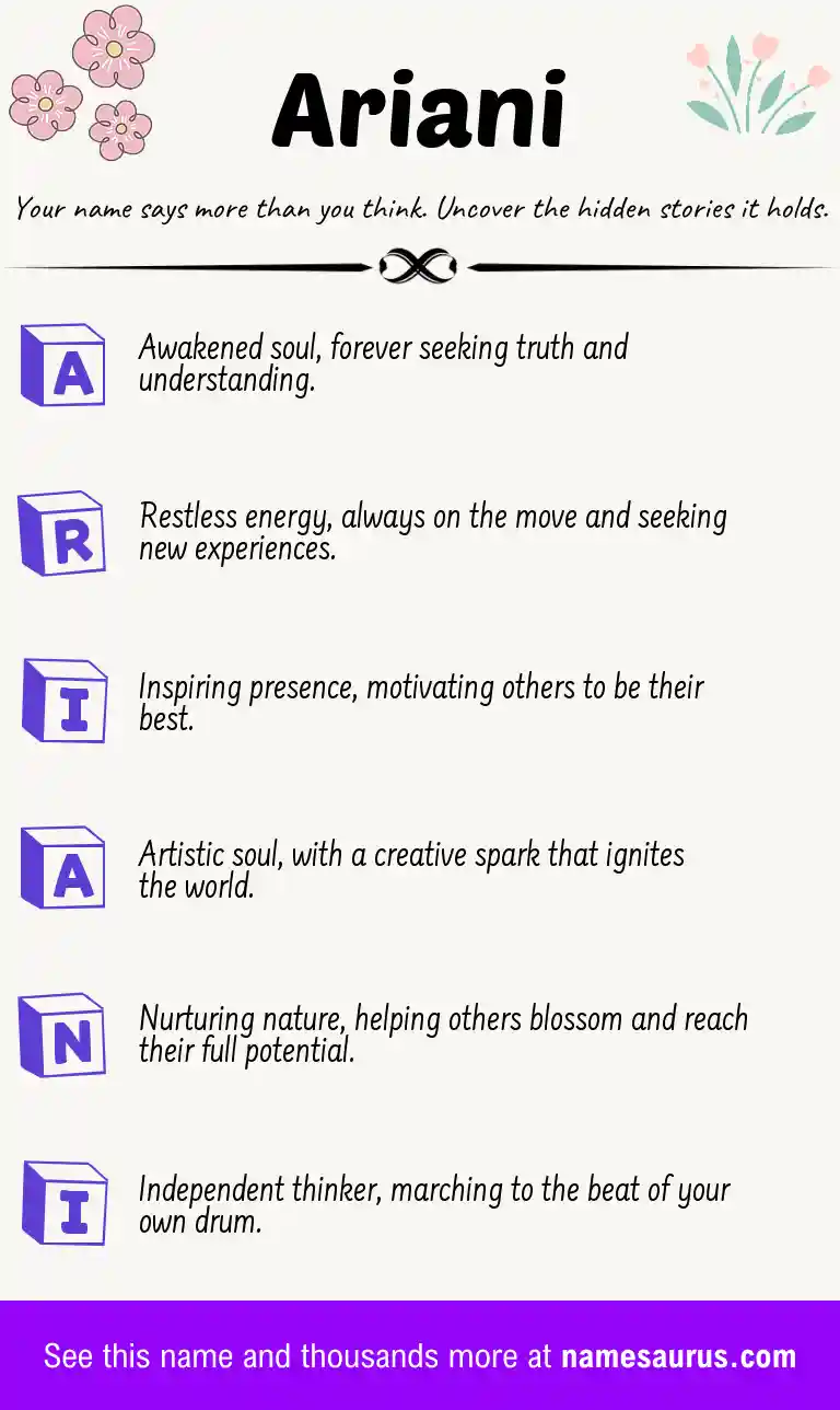 Acrostic poem about Ariani.