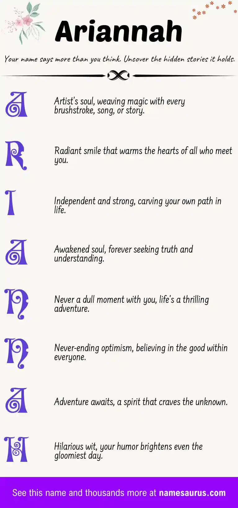 Acrostic poem about Ariannah.