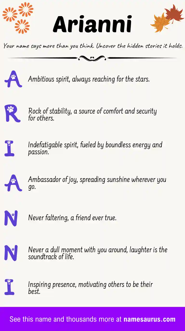 Acrostic poem about Arianni.