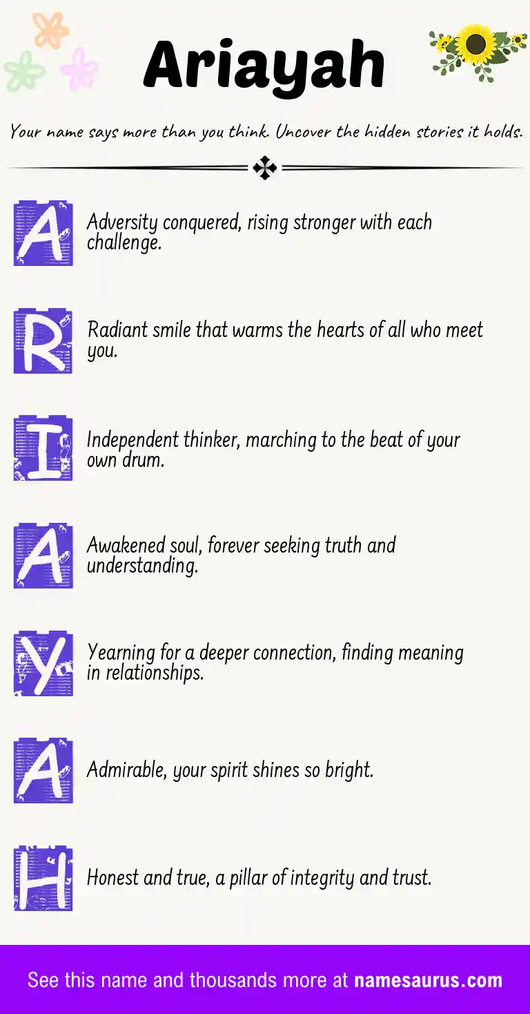 Acrostic poem about Ariayah.
