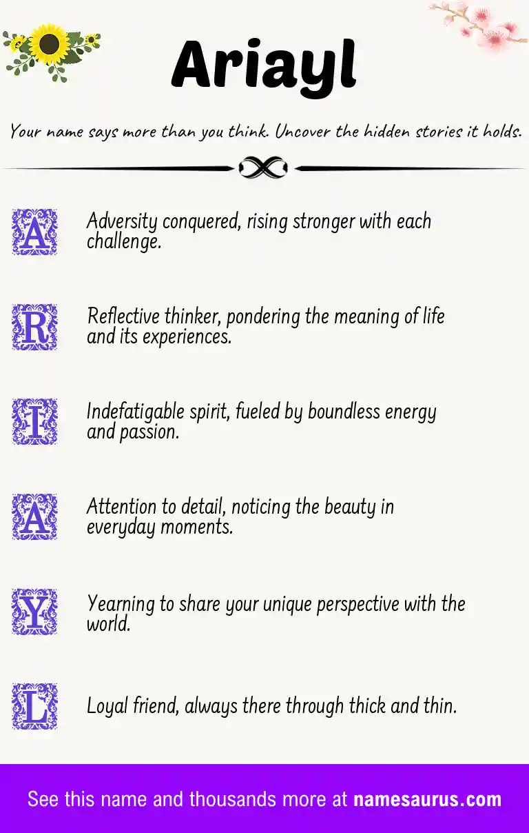 Acrostic poem about Ariayl.