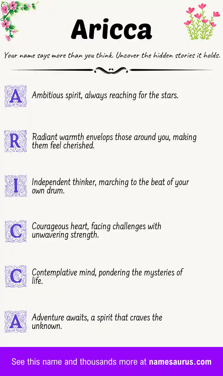 Acrostic poem about Aricca.