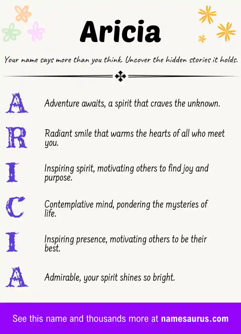 Acrostic poem about Aricia.
