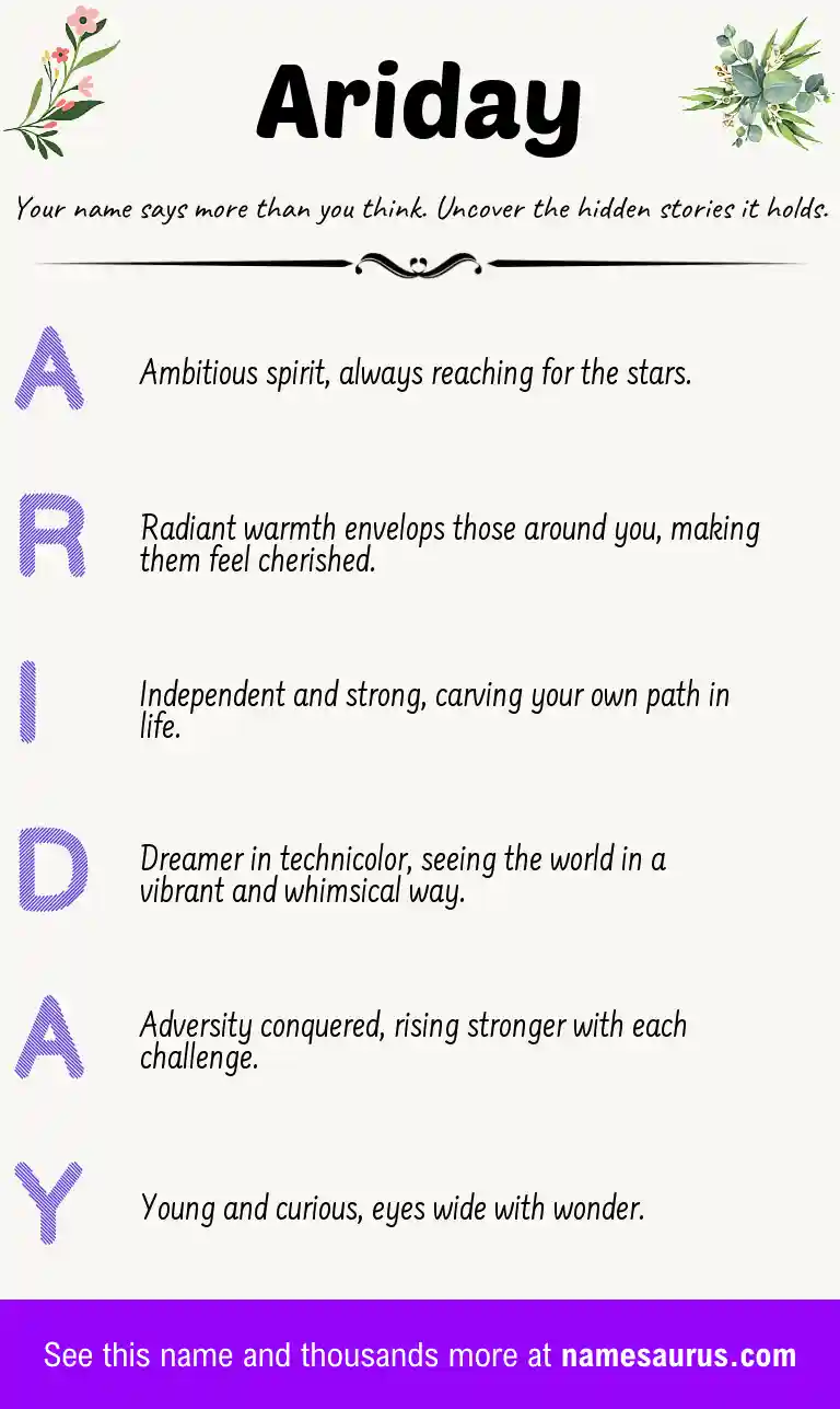 Acrostic poem about Ariday.
