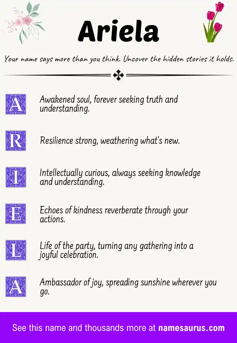 Acrostic poem about Ariela.