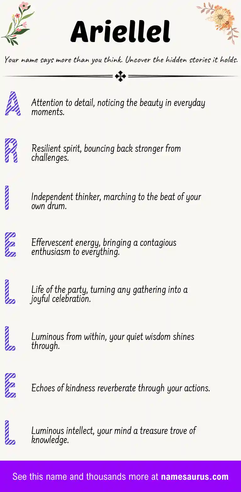 Acrostic poem about Ariellel.