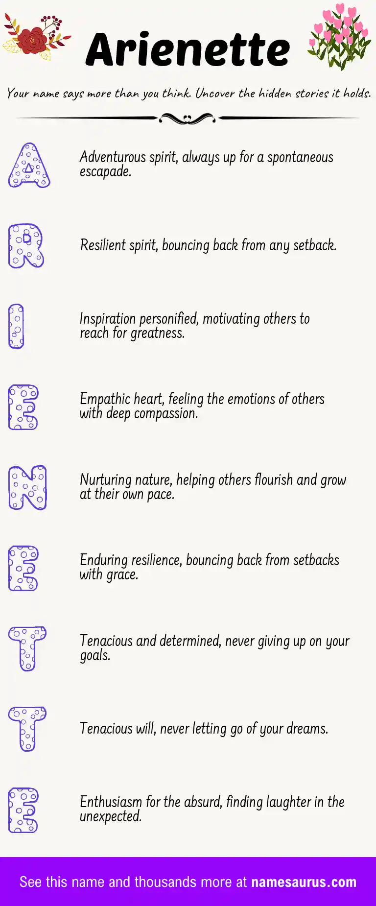 Acrostic poem about Arienette.