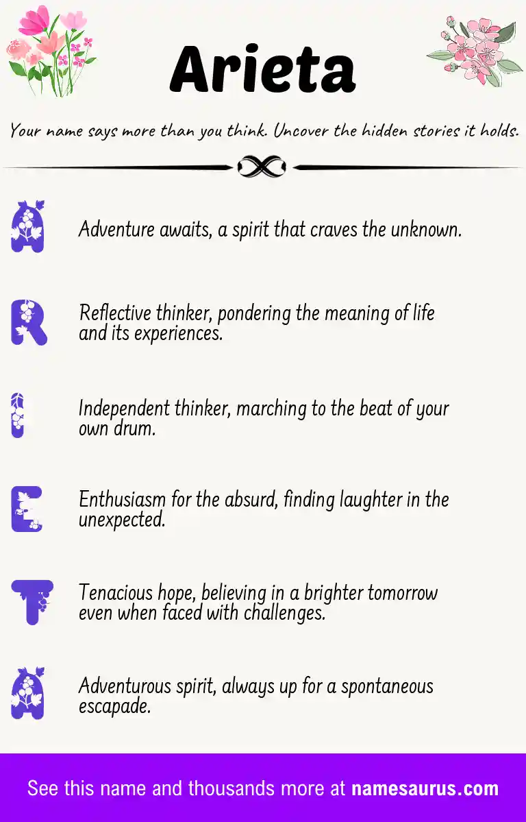 Acrostic poem about Arieta.