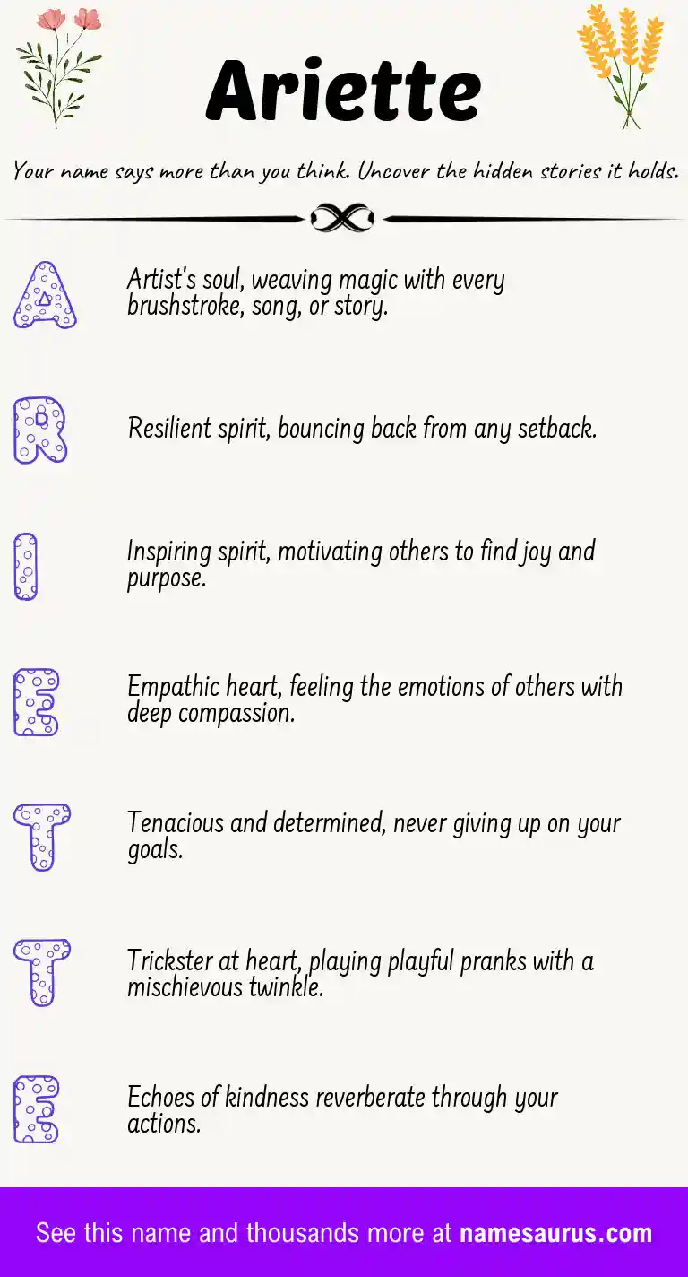 Acrostic poem about Ariette.