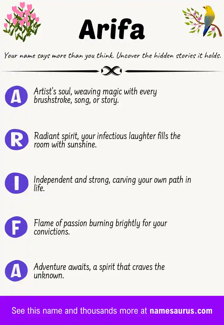 Acrostic poem about Arifa.