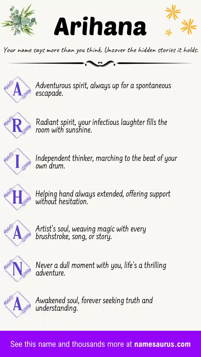 Acrostic poem about Arihana.