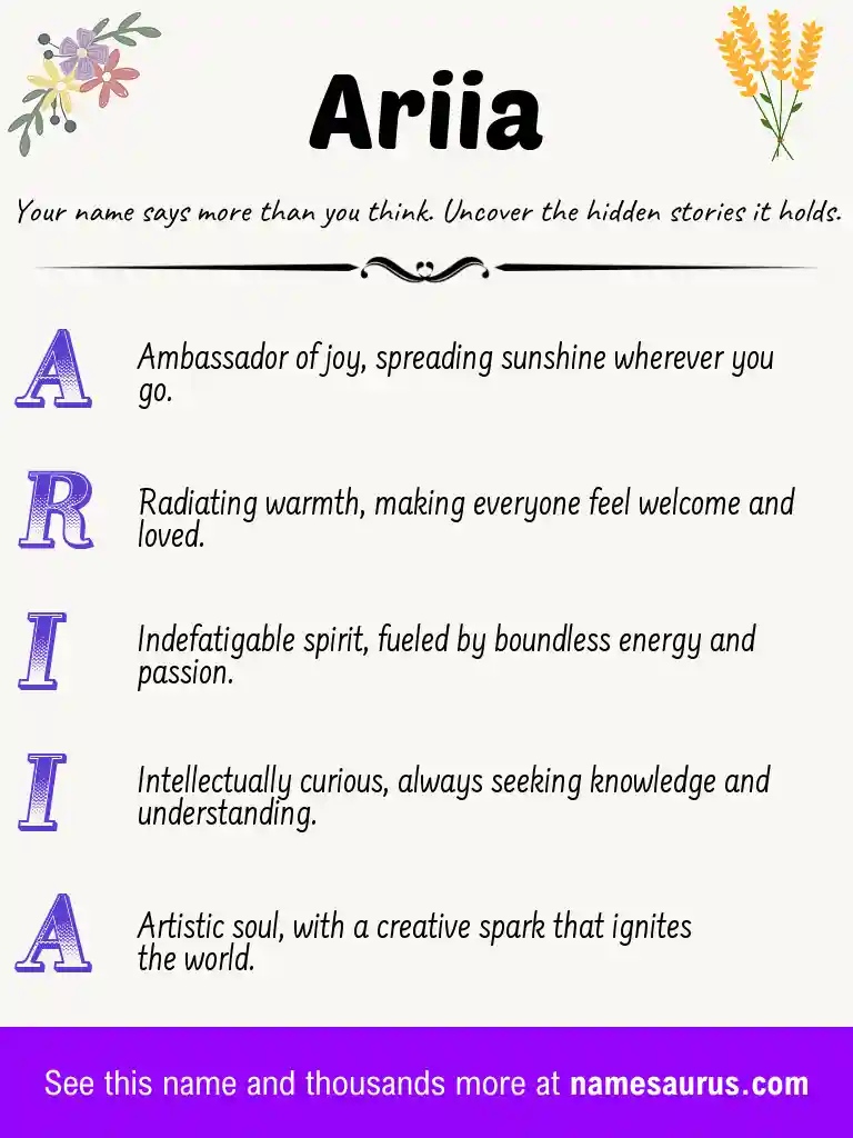 Acrostic poem about Ariia.