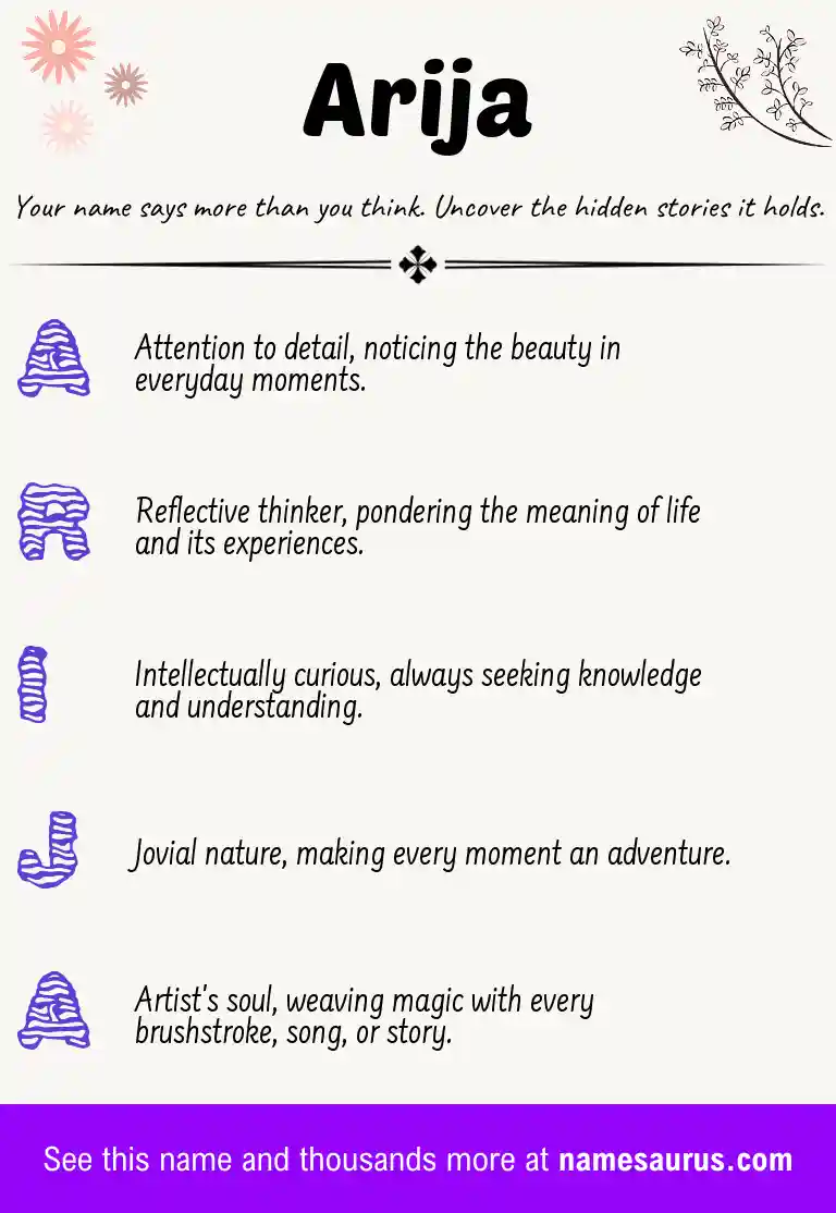 Acrostic poem about Arija.