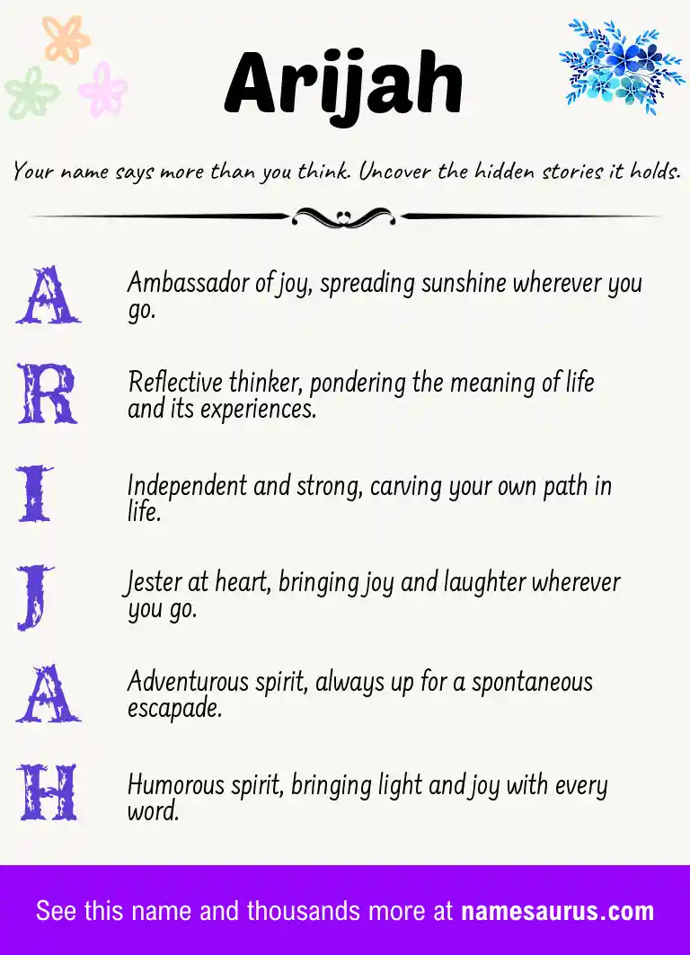 Acrostic poem about Arijah.