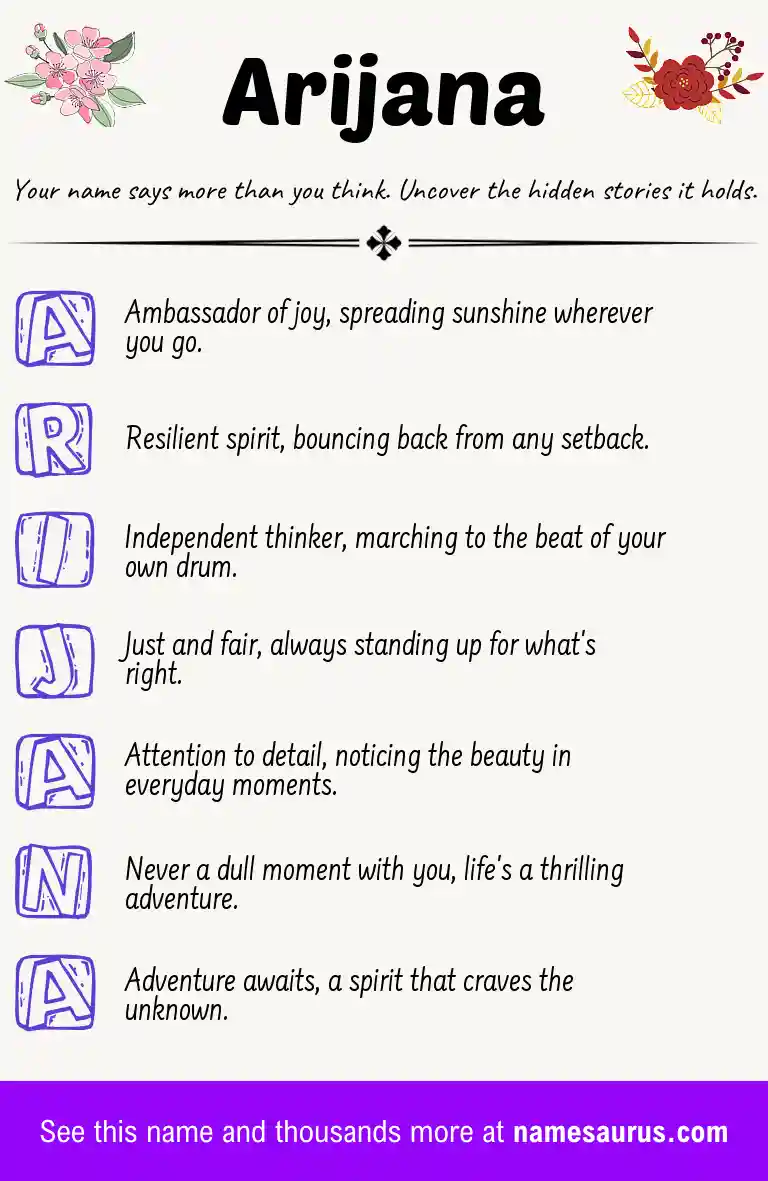 Acrostic poem about Arijana.