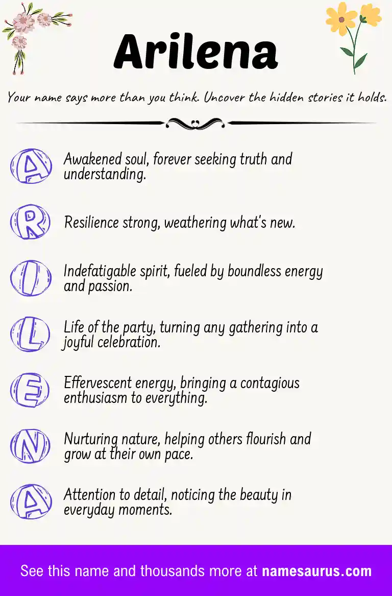 Acrostic poem about Arilena.
