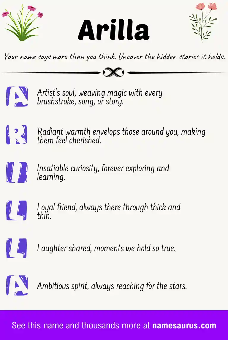 Acrostic poem about Arilla.