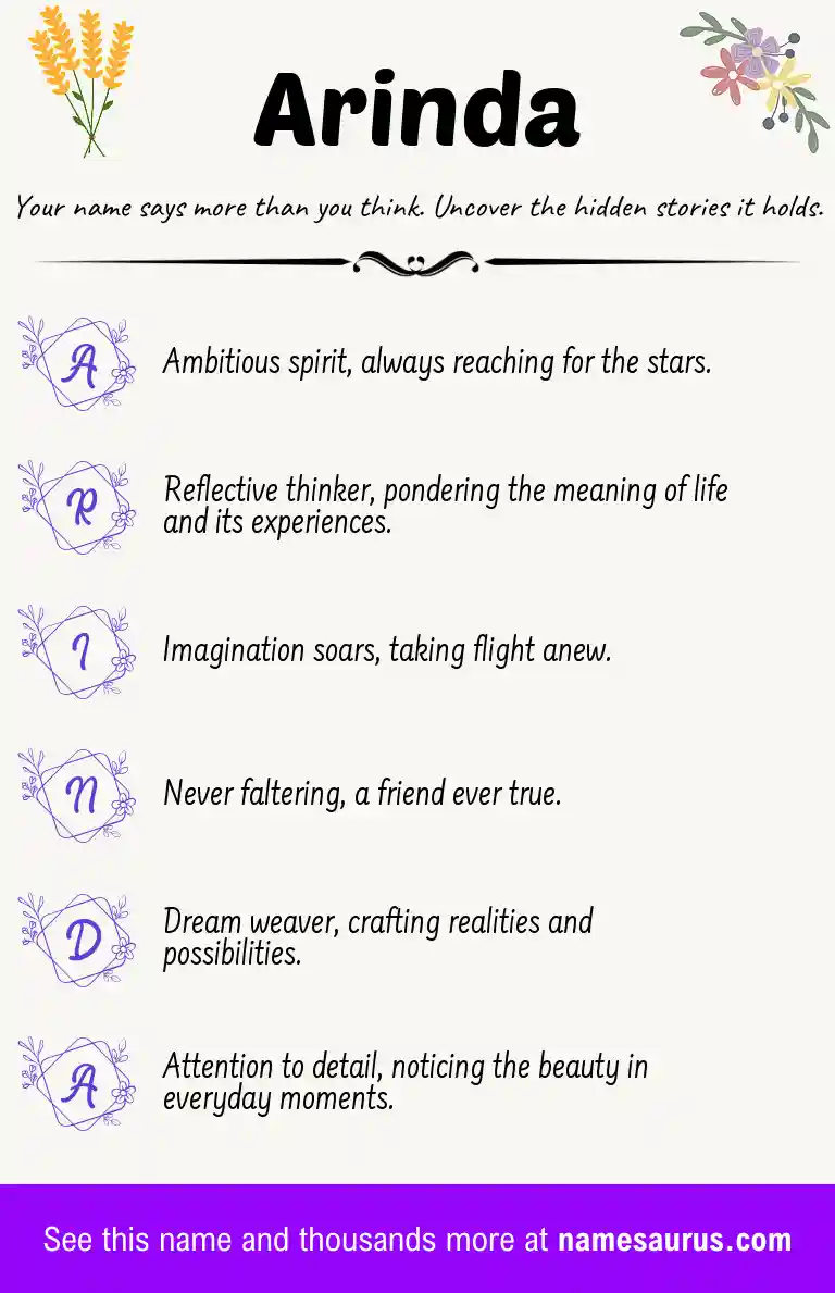 Acrostic poem about Arinda.