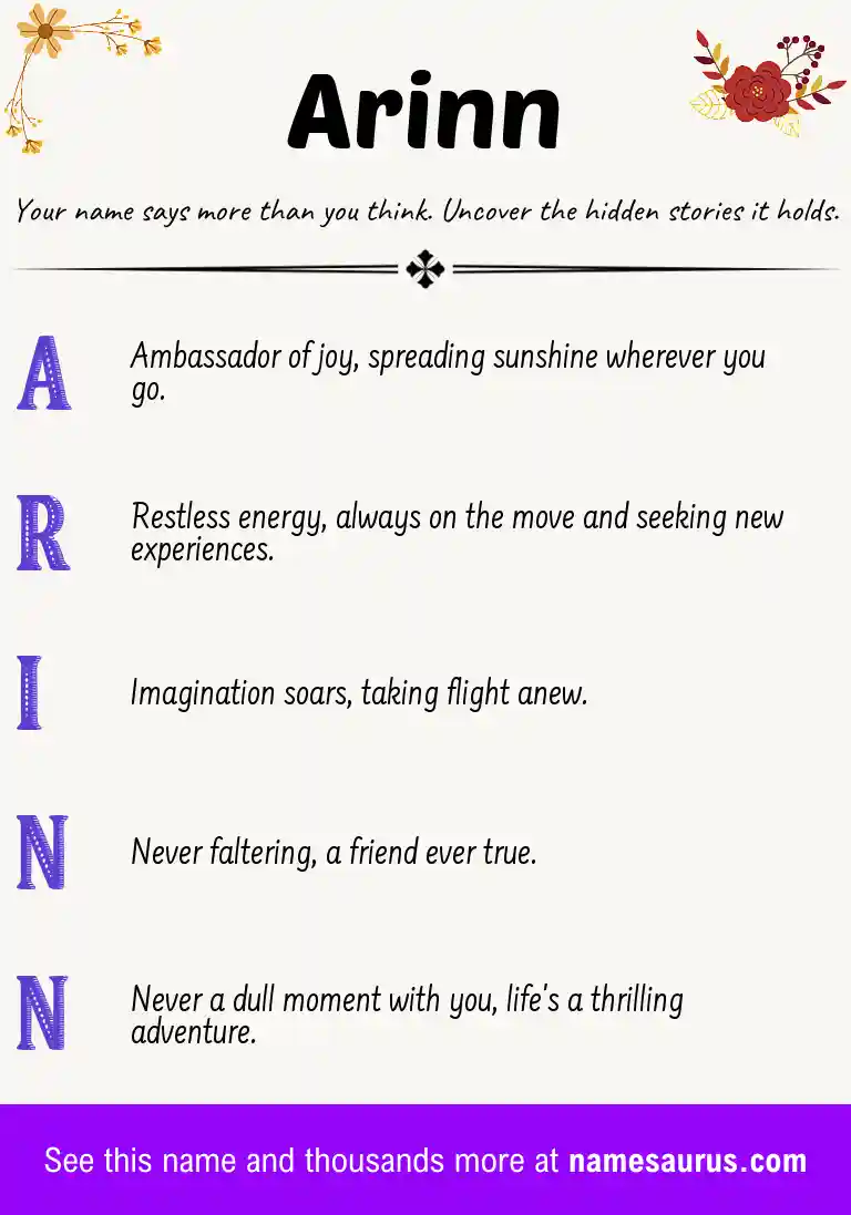 Acrostic poem about Arinn.