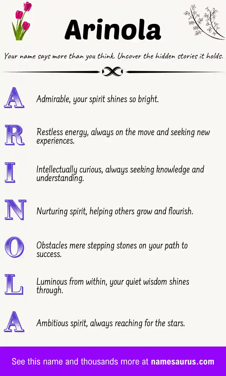 Acrostic poem about Arinola.
