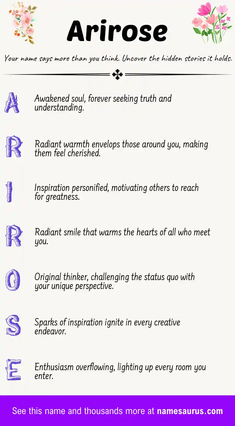 Acrostic poem about Arirose.
