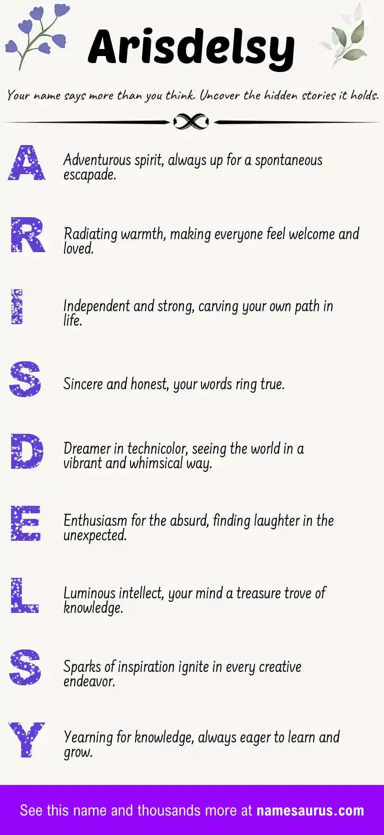Acrostic poem about Arisdelsy.